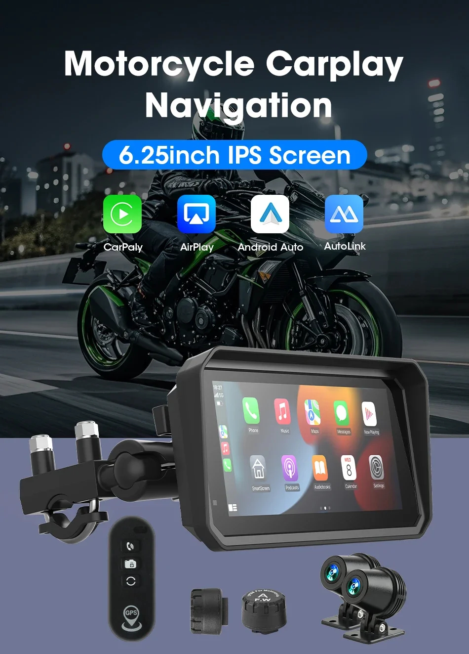 Màn hình CarPlay xe máy EKLEVA 6.25 