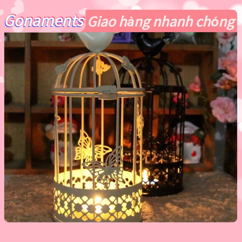 [Hàng Sẵn] Giá đèn nến thiết kế dạng lồng chim rỗng khắc hình bướm độc ...