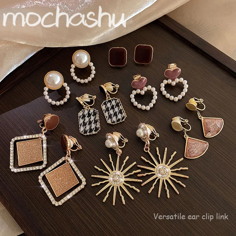 Bông tai kẹp đôi dành cho nữ Bông tai kẹp tai không cần đục lỗ