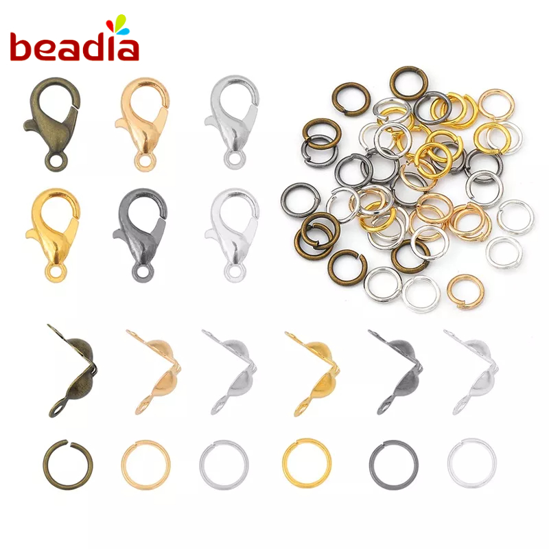 Bộ phụ kiện đầu nối BEADIA làm trang sức thủ công gồm nhẫn và khóa càng cua mới