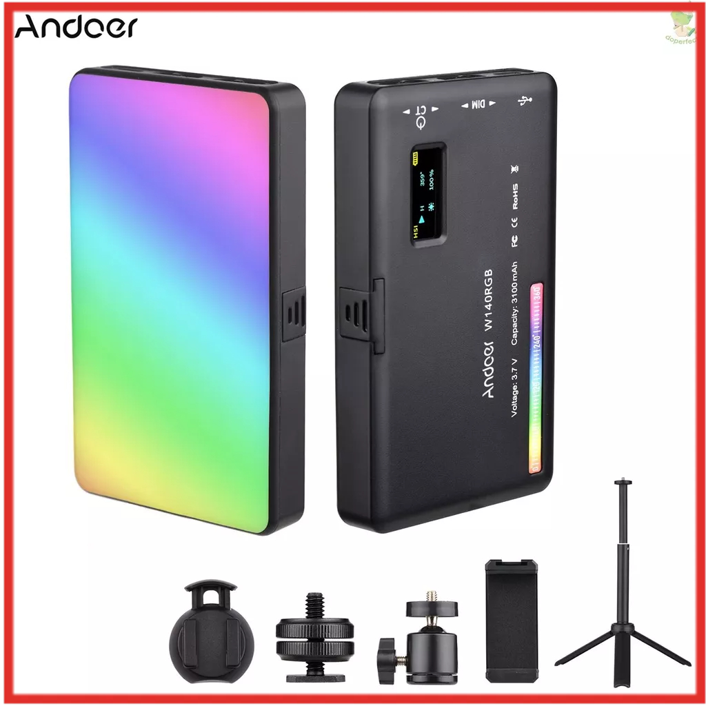 Andoer W140 RGB LED Video Light Kit Pocket Video Conference Lighting ...