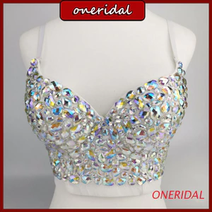 Áo crop top hai dây đính đá AB nhiều màu thời trang nữ