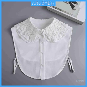 Cổ áo sơ mi giả kiểu bẻ nhiều lớp thêu hoa phong cách cổ điển cho nữ
