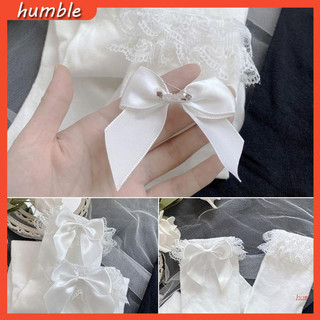 Đôi vớ dài đến đầu gối phối ren nhún bèo đính nơ màu sắc ngọt ngào phong cách lolita dễ thương cho nữ