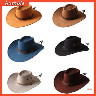 Hiphop Jazz Hat Wide Brim Retro Western Cowboy Hat for w/ Rope All-match for Hip