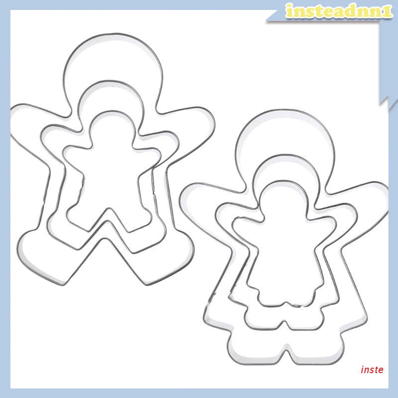 Set 3 khuôn cắt làm bánh quy hình người bánh gừng bằng thép không gỉ