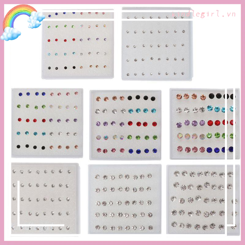 Set 20 đôi khuyên tai đính đá nhiều màu sắc bằng nhựa chống dị ứng an toàn khi sử dụng