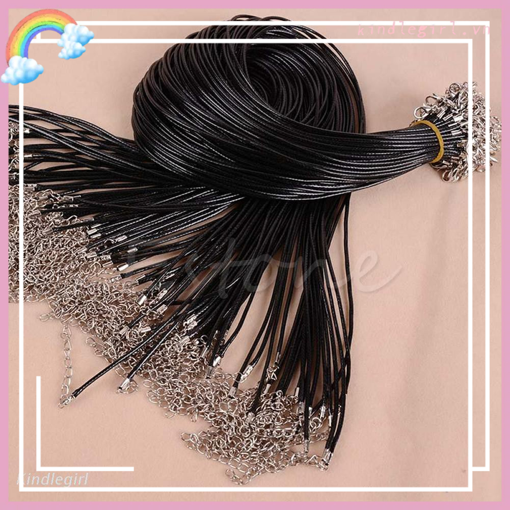 Vòng cổ làm từ da màu đen 18 ''