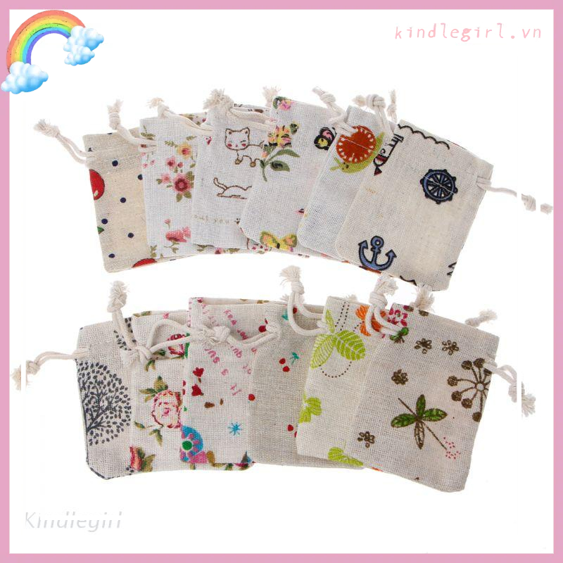 Túi dây rút cotton linen đựng quà tặng / trang sức