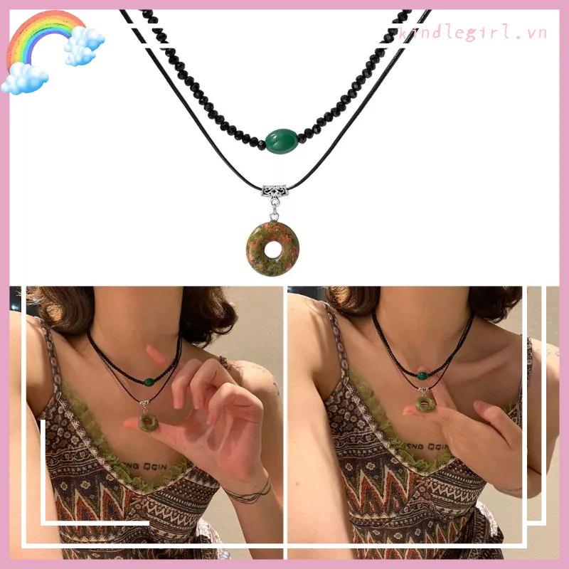 Vòng Cổ Choker Nhiều Lớp Đính Hạt Phong Cách Vintage Thời Trang
