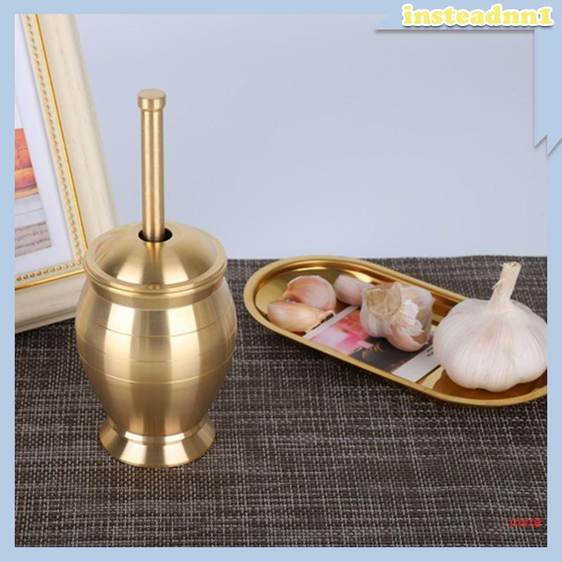 Inste Bộ Cối Chày Giã Thuốc Và Thảo Dược Bằng Đồng Nguyên Chất Dạng Cong