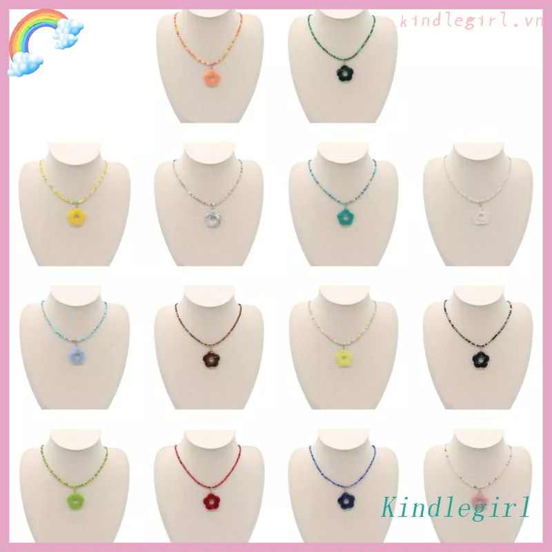 Vòng cổ Hạt Nhiều Màu Mặt Hình Hoa Hướng Dương Phong Cách Bohemian