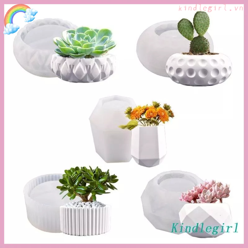 Khuôn Silicone Hình Đa Giác Làm Chậu Cây Sen Đá DIY