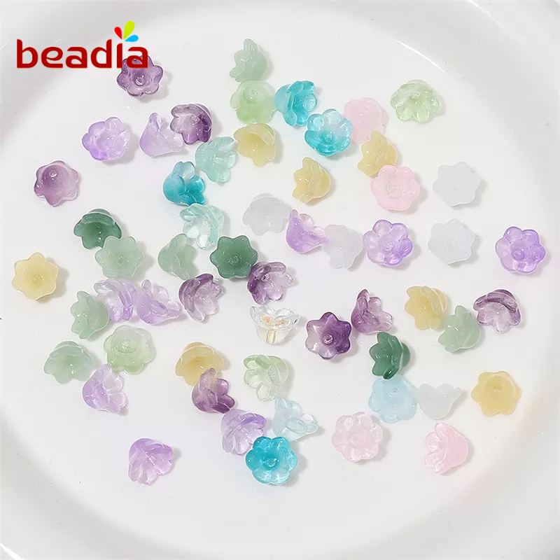 Ảnh Túi 10 hạt pha lê BEADIA hình hoa phong lan dùng làm trang sức thủ công DIY 1