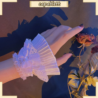 (2 màu) bộ 2 chiếc vòng đeo tay ren voan dáng xòe may xếp tầng phong cách lolita