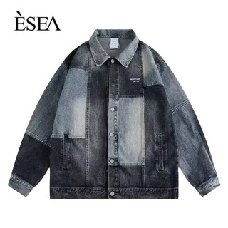 ESEA Áo Khoác Nam Denim Thời Trang Đơn Giản Phong Cách Harajuku In Hình Áo Khoác Denim Dài Tay Cả Nam Và Nữ Đều Có Thể Mặc