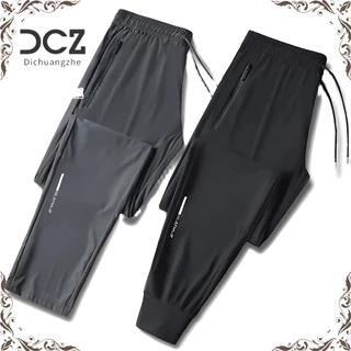 DICHUANGZHE Quần Dài Thể Thao Vải Lụa Lạnh Siêu Mỏng Nhanh Khô Lưng Cao Co Giãn Tốt Thời Trang Mùa Hè Cho Nam