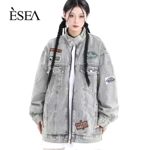Esea Áo Khoác denim Dài Tay Phong Cách retro Đường Phố Mỹ Cho Nam Và Nữ Thời trang Bán Chạy
