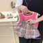 Bộ Áo Dệt Kim Sát Nách Màu Hồng Kẻ Sọc Phối Quần Short Thời Trang Mùa Hè Cho Bé Gái