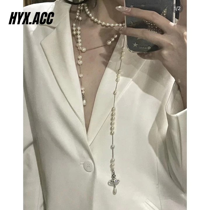 Vòng cổ ngọc trai nữ Vòng cổ ngọc trai gãy Vòng cổ ngọc trai dài thanh lịch