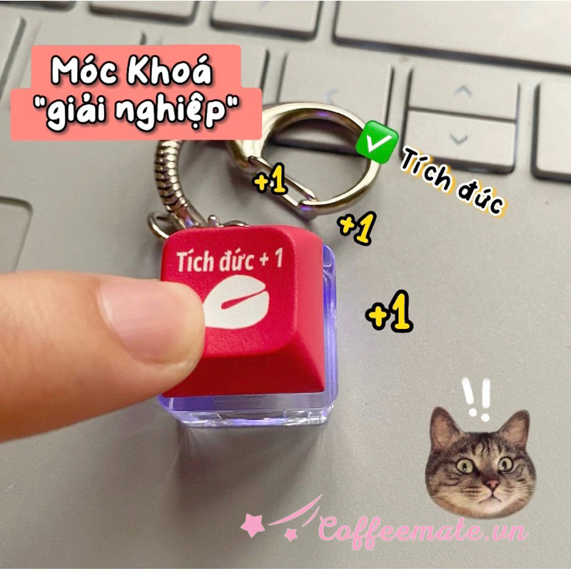 ⚡CM⚡Móc Khoá Cute Bàn Phím Cơ Tích Đức Có Đèn - Móc Khoá Keycap Quà Tặng Phụ Kiện Dễ Thương（Phông chữ gửi ng）