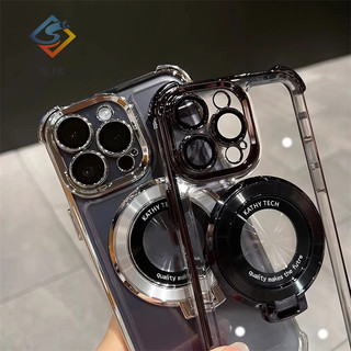 Ốp Điện Thoại Trong Suốt Có Giá Đỡ Từ Tính Bảo Vệ camera Cho iPhone 11 12 13 14 Pro max 15Promax