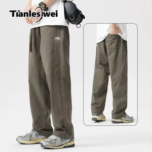 Quần ống rộng Bằng cotton Phối Túi Phong Cách Đường Phố Mùa Thu Mới Cho Nam Và Nữ