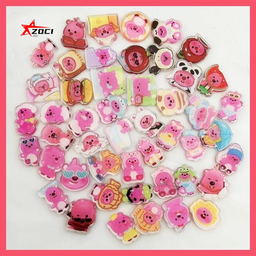 10 Miếng (Ngẫu Nhiên) 2cm LOOPY Acrylic Tấm Handmade Tự Làm Khung Ảnh Vật Liệu Trang Trí Tủ Lạnh Miếng Dán Vỏ Điện Thoại Móc Khóa