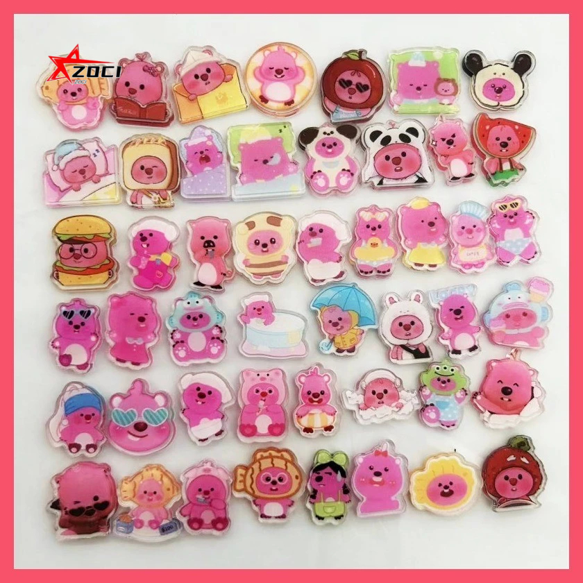 10 Miếng (Ngẫu Nhiên) 2cm LOOPY Acrylic Tấm Handmade Tự Làm Khung Ảnh Vật Liệu Trang Trí Tủ Lạnh Miếng Dán Vỏ Điện Thoại Móc Khóa