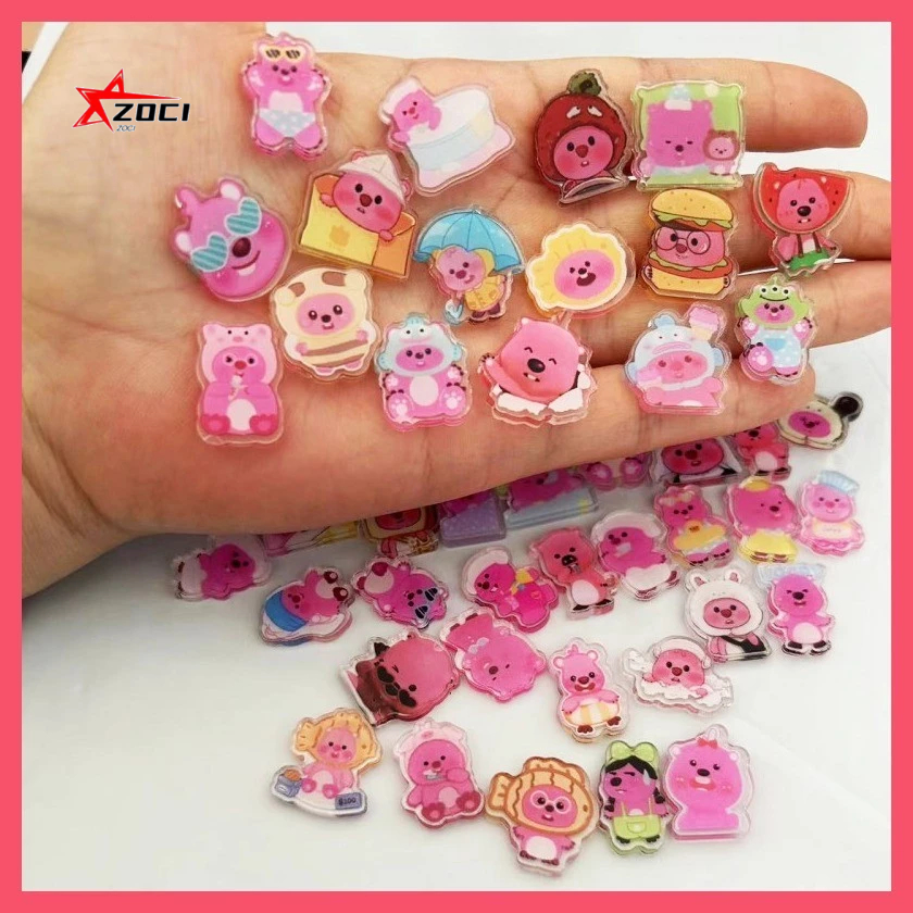 10 Miếng (Ngẫu Nhiên) 2cm LOOPY Acrylic Tấm Handmade Tự Làm Khung Ảnh Vật Liệu Trang Trí Tủ Lạnh Miếng Dán Vỏ Điện Thoại Móc Khóa