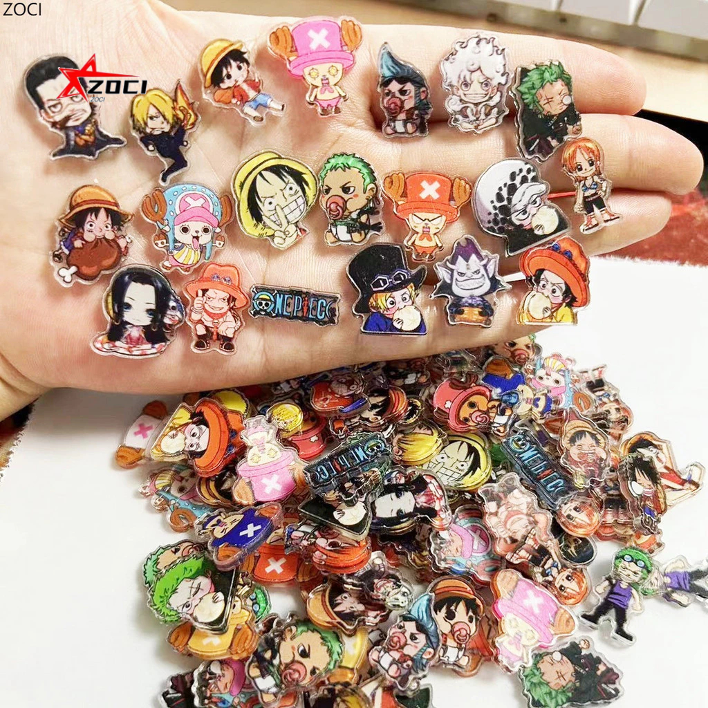 10 Miếng (Ngẫu Nhiên) 2CM ONE PIECE Luffy Zoro Nami Sanji Tony Chopper Nico Robin Acrylic Tấm Handmade diy Khung Ảnh Vật Liệu Trang Trí Miếng Dán Tủ Lạnh Vỏ Điện Thoại Móc Khóa