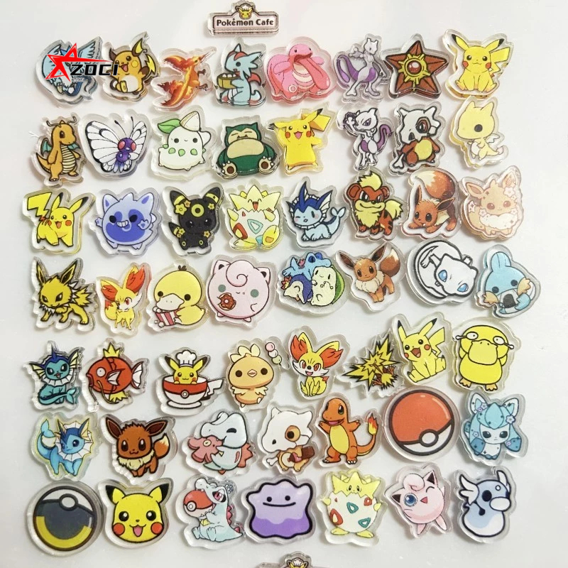 10 Miếng Bỏ Túi Quái Vật Pikachu Charmander Bulbasaur Squirtle Psyduck Mewtwo Ngẫu Nhiên 2cm Dễ Thương Người Ngoài Hành Tinh Acrylic Tấm Biểu Cảm Xúc Gói Tấm Handmade diy Tủ Lạnh Miếng Dán pp Kẹp Phụ Kiện