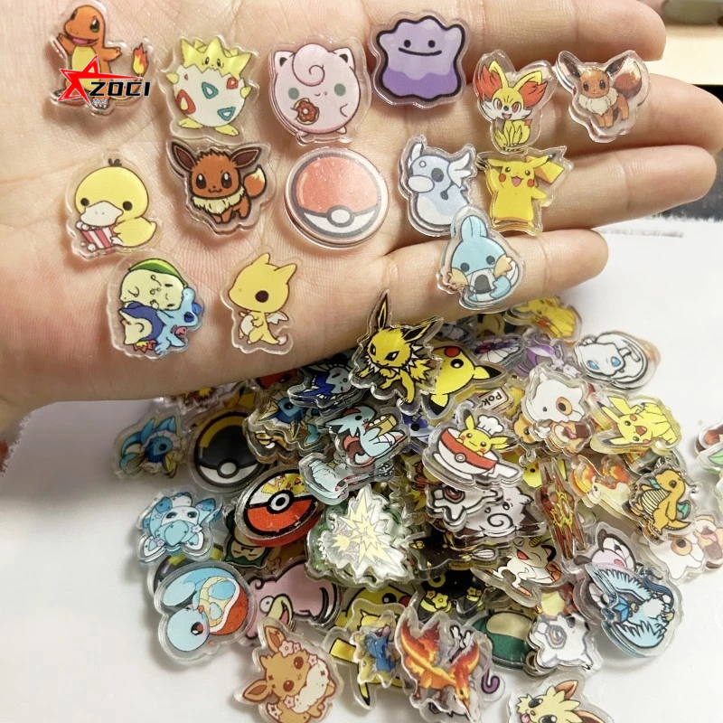 10 Miếng Bỏ Túi Quái Vật Pikachu Charmander Bulbasaur Squirtle Psyduck Mewtwo Ngẫu Nhiên 2cm Dễ Thương Người Ngoài Hành Tinh Acrylic Tấm Biểu Cảm Xúc Gói Tấm Handmade diy Tủ Lạnh Miếng Dán pp Kẹp Phụ Kiện