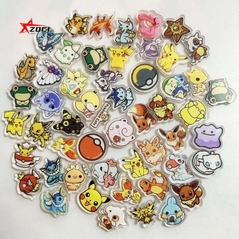 10 Miếng Bỏ Túi Quái Vật Pikachu Charmander Bulbasaur Squirtle Psyduck Mewtwo Ngẫu Nhiên 2cm Dễ Thương Người Ngoài Hành Tinh Acrylic Tấm Biểu Cảm Xúc Gói Tấm Handmade diy Tủ Lạnh Miếng Dán pp Kẹp Phụ Kiện