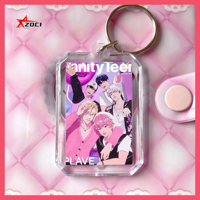 Plave NOAH YEJUN BAMBY EUNHO HAMIN Virtual Idol Group plave Hàng hóa Acrylic Hai mặt Móc khóa trong suốt Tên học sinh Mặt dây chuyền đơn giản tùy chỉnh