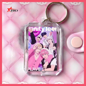 Plave NOAH YEJUN BAMBY EUNHO HAMIN Virtual Idol Group plave Hàng hóa Acrylic Hai mặt Móc khóa trong suốt Tên học sinh Mặt dây chuyền đơn giản tùy chỉnh