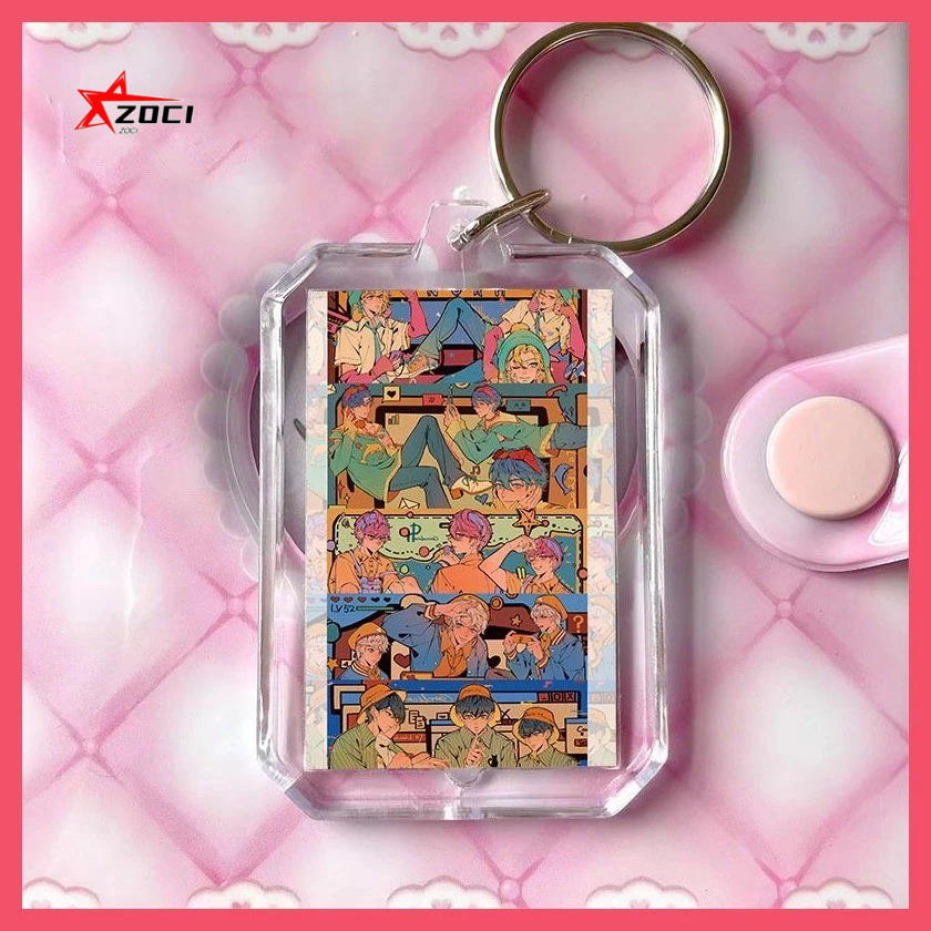Plave NOAH YEJUN BAMBY EUNHO HAMIN Virtual Idol Group plave Hàng hóa Acrylic Hai mặt Móc khóa trong suốt Tên học sinh Mặt dây chuyền đơn giản tùy chỉnh