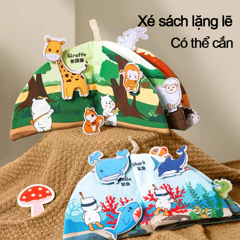 WISLEO Sách Vải Trẻ Em Giáo Dục Sớm 0-1 Tuổi Cho Bé Giấy Rách Sách Cắn ...