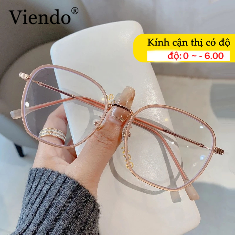 Kính Cận Có Độ Nam Nữ VIENDO Kính Gọng Vuông Chống Tia UV Ánh Sáng Xanh Đổi Màu Khi Ra Nắng Thời Trang -1.0/-2.0/-3.0/-4.0/-5.0/-6.0