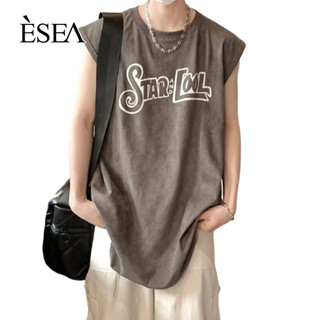 Áo vest nam ESEA, thời trang và phổ biến kiểu Mỹ cổ điển dáng rộng phong cách đường phố in chữ chất lượng cao Áo vest thể thao không tay phong cách trung tính, có thể mặc bởi cả nam và nữ
