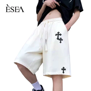 Esea Plus size nam dây rút đường phố Mỹ phong cách retro rung cảm nam nữ dáng rộng đường phố cao cấp Nhật Bản quần short giản dị