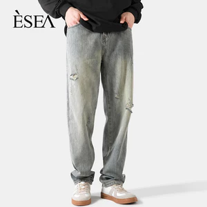 Quần jean nam ESEA, quần jean thiết kế phong cách đường phố dáng rộng cổ điển kiểu dáng trung tính chất lượng cao thời trang và phổ biến của Mỹ, có thể mặc được cho cả nam và nữ
