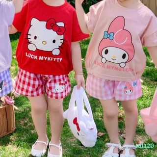 Set Áo Thun Tay Ngắn + Quần short In Hình Cún Kumamon Dễ Thương Cho Bé Gái