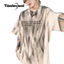 Tianlesiwei Mùa hè vẽ tay graffiti giống như chữ thô ráp áo thun ngắn tay Áo thun dáng rộng thông thường đường phố cao cấp Mỹ