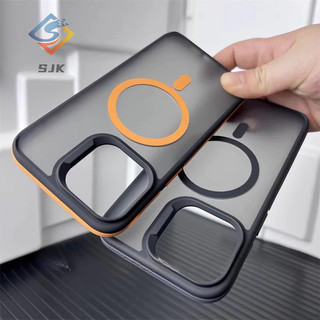 Vỏ giáp mới Vỏ từ tính iphone15 Pro Max Matte Black Vỏ điện thoại PVC cứng chống rơi Thích hợp cho iphone14 13 12 Pro Max Sạc từ tính 11 ProMax Case