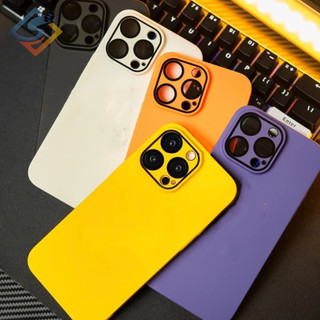 Bảo hiểm toàn diện với logo Slim Matte iPhone 15Pro Max Vỏ cứng màu vàng tím hồng xám có bảo vệ ống kính máy ảnh cho iPhone 15 14 13 12 11 Pro Max 14Plus 15Plus