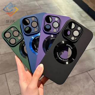 Ốp lưng cứng nam châm PC mờ Xanh lam Hồng xám tím i điện thoại 13 Pro max vỏ cho iPhone 11 12 13 14 15 Pro max 15plus 14plus vỏ mờ từ tính có bảo vệ ống kính