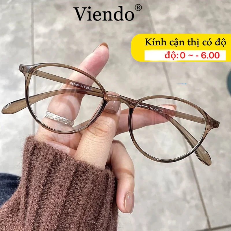Kính Giả Cận Nam Nữ VIENDO Kính Mắt Gọng Tròn Nhựa Đổi Màu Khi Ra Nắng Chống Ánh Sáng Xanh Tia UV Thời Trang -1.0/-2.0/-3.0/-4.0/-5.0/-6.0