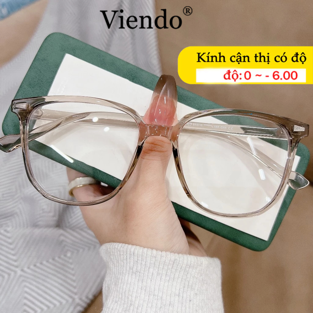 Kính Giả Cận Vuông Nam Nữ VIENDO Đổi Màu Khi Ra Nắng Chống Ánh Sáng Xanh Chống Tia UV Thời Trang -1.0/-2.0/-3.0/-4.0/-5.0/-6.0