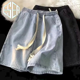 Quần ngắn cổ điển Nhật Bản ESEA dành cho nam và nữ, mùa hè mỏng hợp thời trang giản dị cạp cao ống rộng
